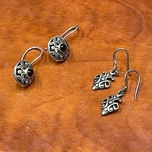 2 pairs of Sterling Silver Estate Drop Earrings